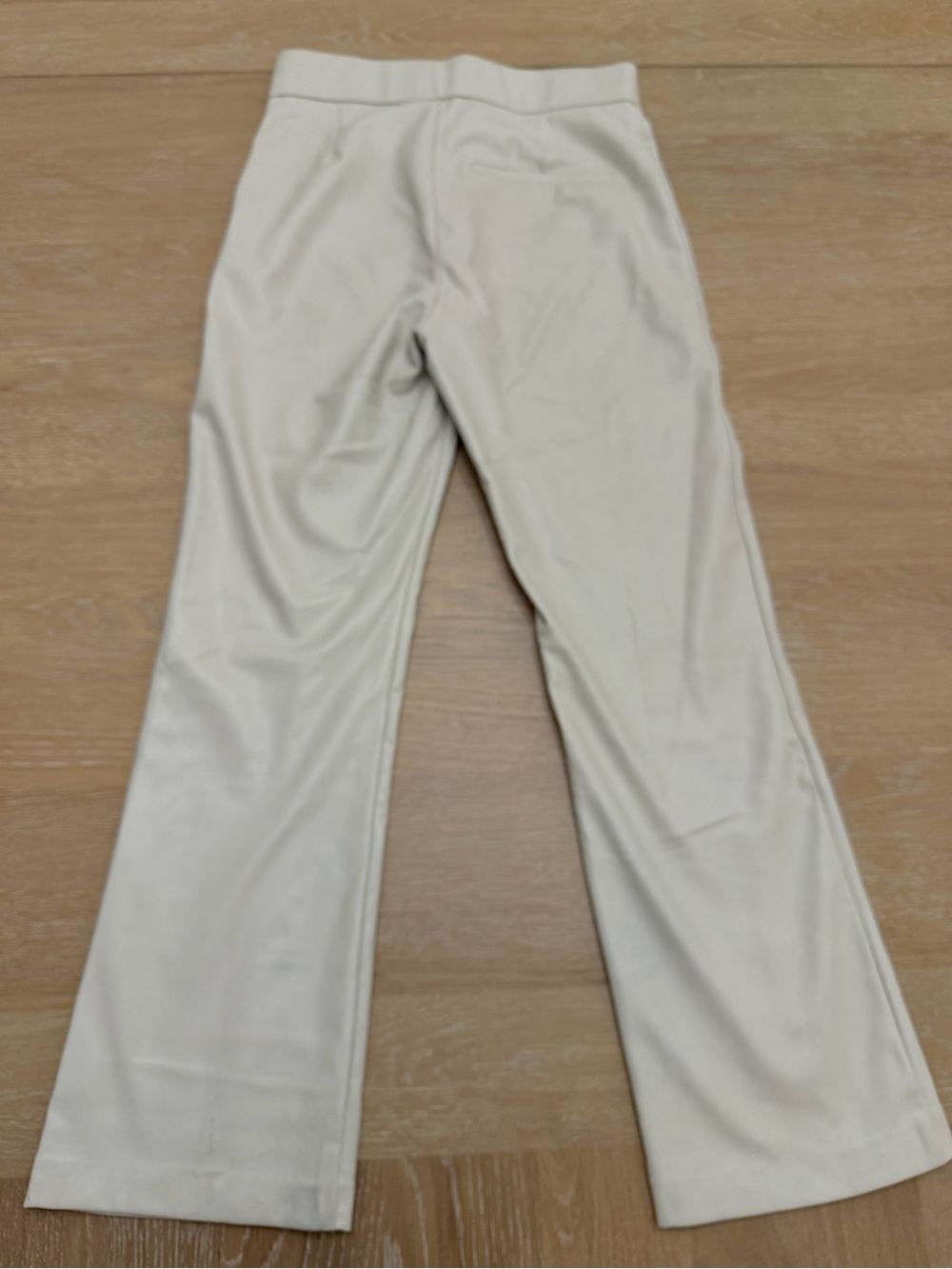 Zara Cream High-Rise Leather Flare Pants size 4-6 small - Picture 5 of 6